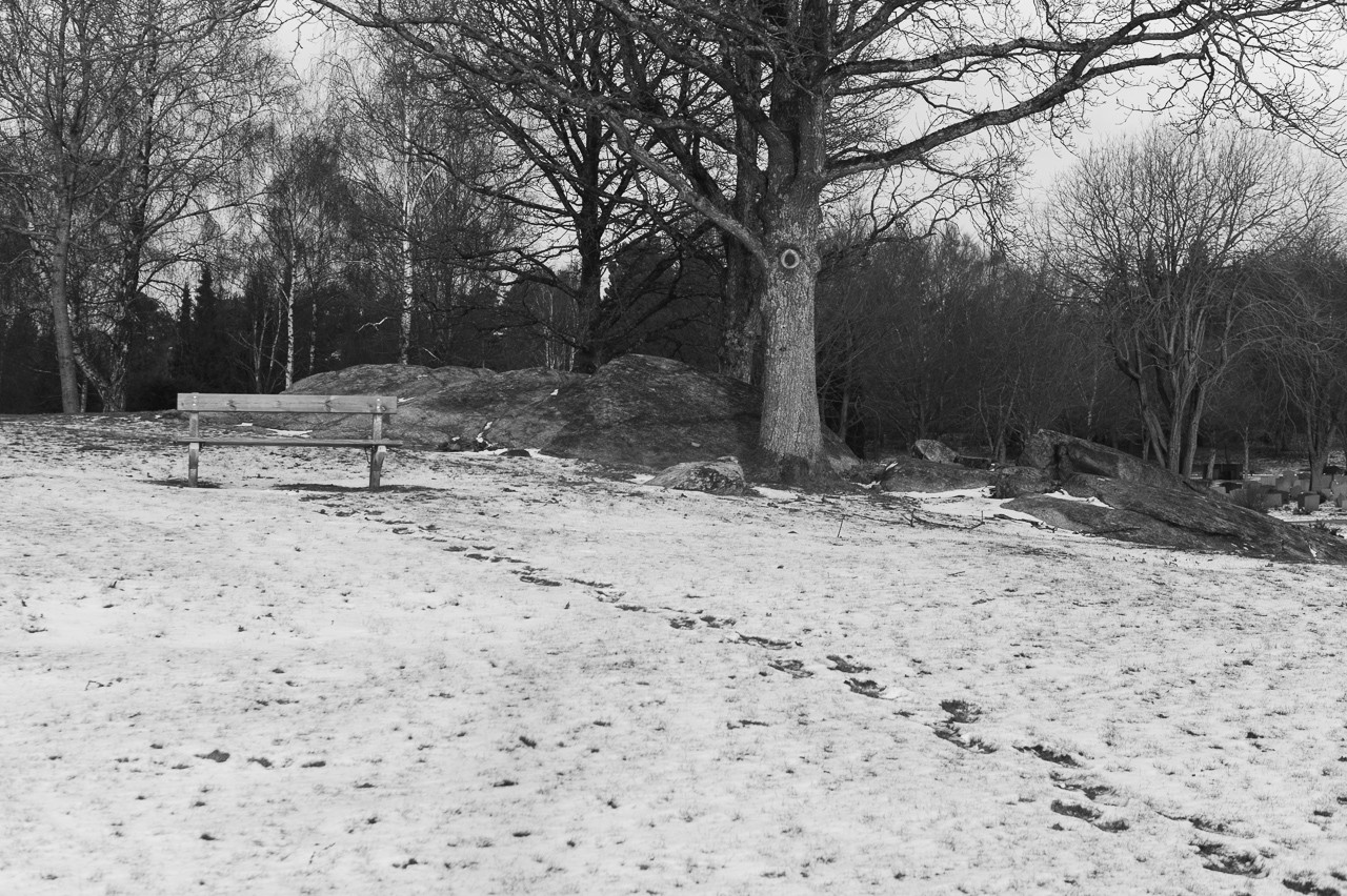 En viloplats i snön.